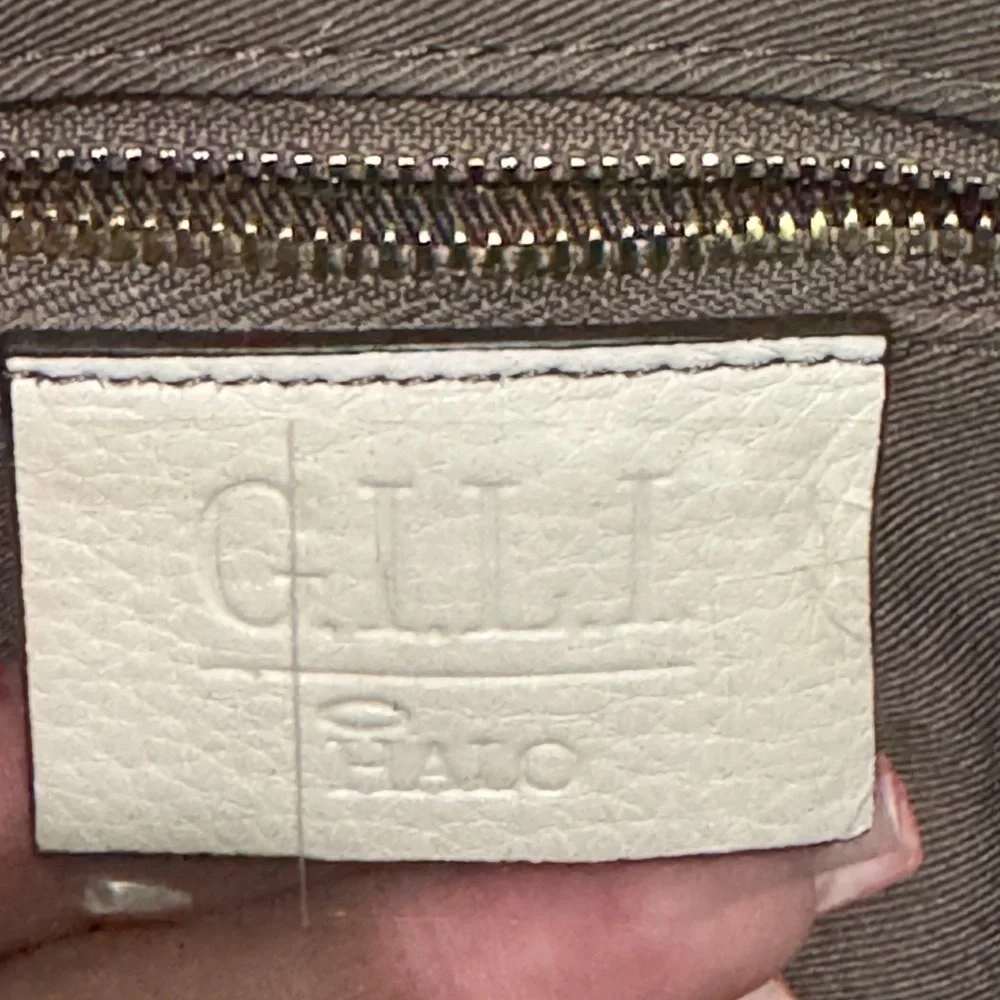 G.I.L.I. Cream Shoulder Bag with Flap Closure and Tassel